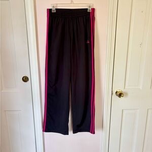 Vintage Adidas Black Joggers with hot pink accents